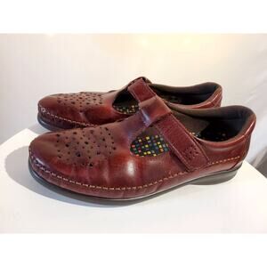 SAS Willow Cutout Leather Walnut Mary Jane Moccasin T-Strap Loafers Womens 8.5N